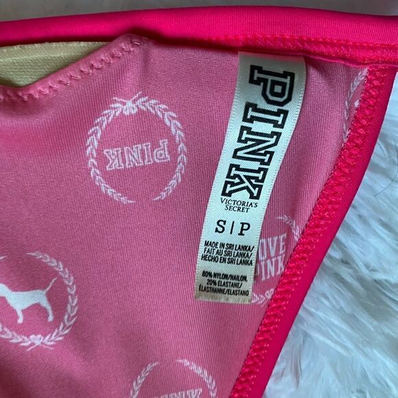 Victoria’s Secret PINK Bikini Top Hot Pink Stringy Women’s Size Small - Picture 5 of 5